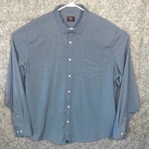 UNTUCKit Mens XXL Blue White Micro Dot Performance Shirt Regular Fit Long Sleeve